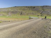 Rural Landscape with Mountain and Road in Iceland