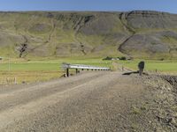 Rural Landscape with Mountain and Road in Iceland