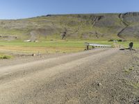 Rural Landscape with Mountain and Road in Iceland