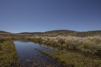 Rural Landscape: Mountains and Water Reflection