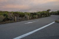 the asphalt is grey and a white line is in between two lines that indicate where to cross