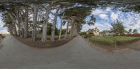 a view of a skateboard that is riding down a hill on the street outside