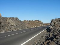 Rural Road in Europe: Clear Sky and Low Mountain