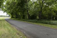 paved roadway with fence in grass at rural road side area near horse field and trees