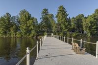 Rural Walkway Bridge Overlooking a Lake and Nature