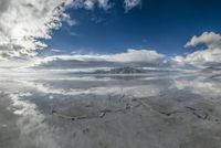 Sunshine Over Salt Flats and Mountains in the Desert