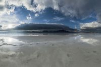 Sunshine Over Salt Flats and Mountains in the Desert