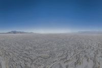 an image of a desert landscape taken from the ground with a lens up to the mountains