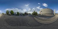 the picture is in a fisheye lens, as it appears to be taken on a skateboard