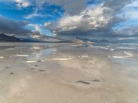 Salt Lake City, Utah: Salt Flats Against Mountain Backdrop