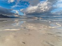 Salt Lake City, Utah: Salt Flats Against Mountain Backdrop