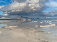 Salt Lake City, Utah: Salt Flats Against Mountain Backdrop