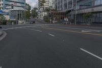 empty streets are seen in this city setting on an overcast day in san diego, california