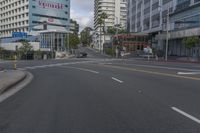 empty streets are seen in this city setting on an overcast day in san diego, california