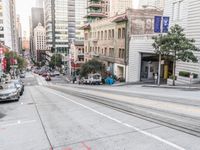 San Francisco Tram in Downtown: Under a Clear Sky