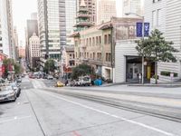 San Francisco Tram in Downtown: Under a Clear Sky