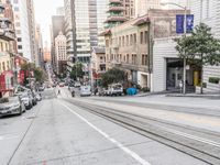 San Francisco Tram in Downtown: Under a Clear Sky