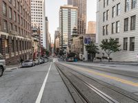 San Francisco Tram in Downtown: Under a Clear Sky