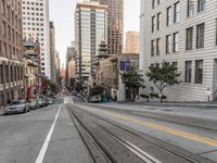 San Francisco Tram in Downtown: Under a Clear Sky