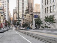 San Francisco Tram in Downtown: Under a Clear Sky