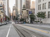 San Francisco Tram in Downtown: Under a Clear Sky