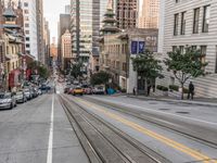 San Francisco Tram in Downtown: Under a Clear Sky