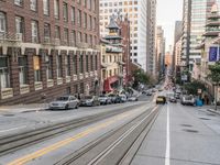 San Francisco Tram in Downtown: Under a Clear Sky