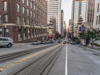 San Francisco Tram in Downtown: Under a Clear Sky