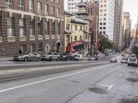 San Francisco Tram in Downtown: Under a Clear Sky