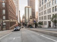 San Francisco Tram in Downtown: Under a Clear Sky