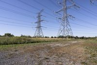 Scenic Rural Landscape in Ontario, Canada with Sand Road and Overhead Power Line