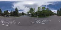 an 360 - turn photo shows a mountain and a wide road between two arrows the way forward