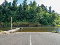 Scenic Landscape with Larch Trees and River