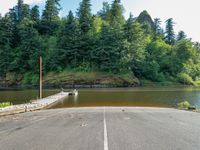 Scenic Landscape with Larch Trees and River