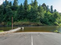 Scenic Landscape with Larch Trees and River