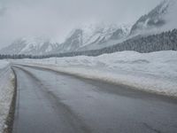 Scenic Mountain Road in Winter