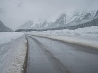 Scenic Mountain Road in Winter