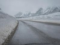 Scenic Mountain Road in Winter