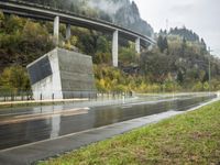 Scenic Road and Concrete Bridge in Switzerland