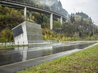 Scenic Road and Concrete Bridge in Switzerland