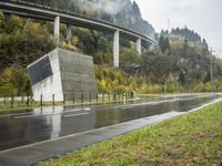 Scenic Road and Concrete Bridge in Switzerland