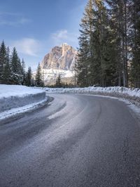 Scenic Road in the German Alps with Snowy Mountains