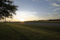 two large grain bins sit in the center of a field, surrounded by silos