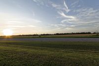 two large grain bins sit in the center of a field, surrounded by silos