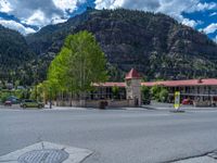 Scenic Road in Ouray, Colorado: Mountains and Suburban Stores