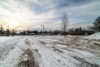 Scenic Road in Rural Canada Covered in Snow