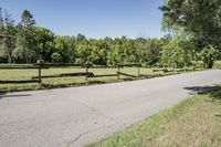 Scenic Road in Suburban Estate with Clear Sky