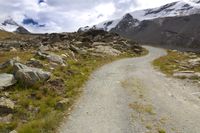 the trail is not as long or far down from the base as the snowcapped mountains