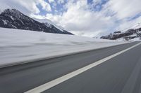 Scenic winter landscape of Germany's Alps with snowy mountains and highway