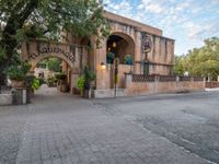 the entrance to the famous themeland's main attraction and hotel, the troubel